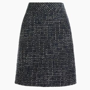 J Crew A-Line Tweed Skirt in Navy-White Windowpane